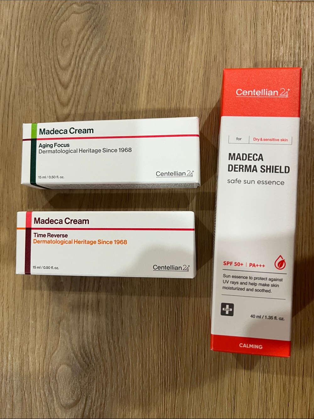Madeca Derma Shield SPF50+ Calming Sun Essence , derma anti-aging + madeca cream